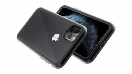 Husa Apple iPhone 11 PRO MAX Negru, Perfect Fit cu spate de sticla securizata premium + folie de sticla gratis !