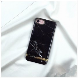 Husa Apple iPhone 7, Elegance Luxury Marble Red TPU, husa cu insertii marmura neagra-aurie - Img 4