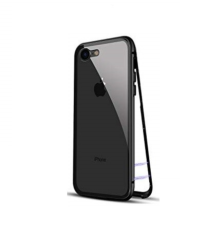 Husa Apple iPhone 7 Magnetica 360 grade Negru, Perfect Fit cu spate de sticla securizata premium + folie de sticla pentru ecran gratis - Img 3