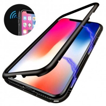Husa Apple iPhone 8, Magnetica Negru, Perfect Fit cu spate de sticla securizata premium - Img 4