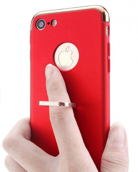 Husa Apple iPhone SE2, Elegance Luxury 3in1 Ring Rosu