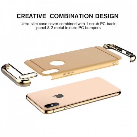 Husa Apple iPhone X, Elegance Luxury 3in1 Auriu - Img 3