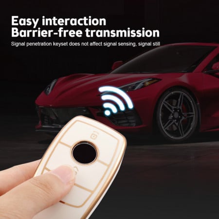 Husa de protectie premium pentru cheie auto Mercedes Benz, Elegance Luxury Cover Key, Alba - Img 3