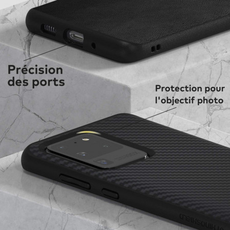 Husa pentru Samsung Galaxy S20 Plus, Perfect Fit, cu insertii de carbon, negru