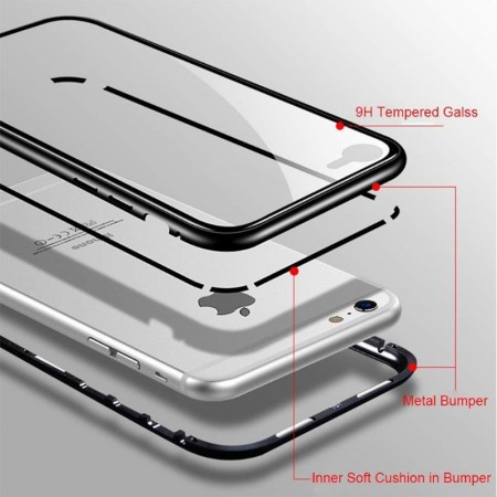 Husa Samsung Galaxy NOTE 8 , Magnetica 360 grade Negru, Perfect Fit cu spate de sticla securizata premium FATA-VERSO - Img 5