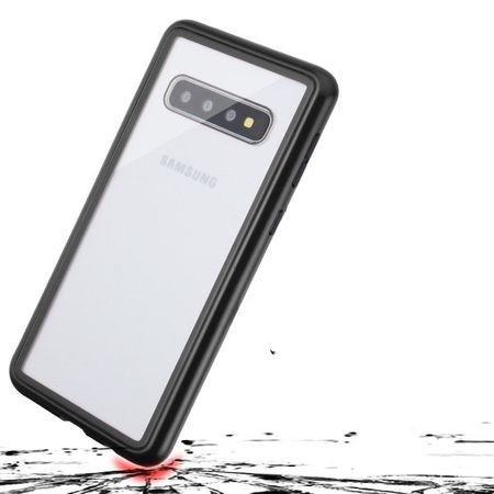 Husa Samsung Galaxy S10 Plus Magnetica 360 grade Black, Perfect Fit cu spate de sticla securizata premium + folie de protectie gratis