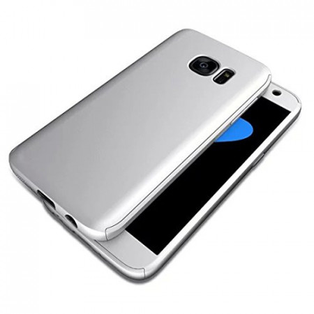 Husa Samsung Galaxy S7 Edge, FullBody Elegance Luxury Silver, acoperire completa 360 grade cu folie de protectie gratis - Img 3