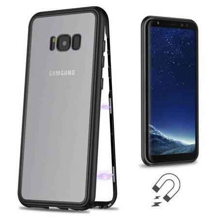 Husa Samsung Galaxy S8 Magnetica cu spate din sticla securizata si folie privacy pentru ecran, Perfect Fit - Img 2