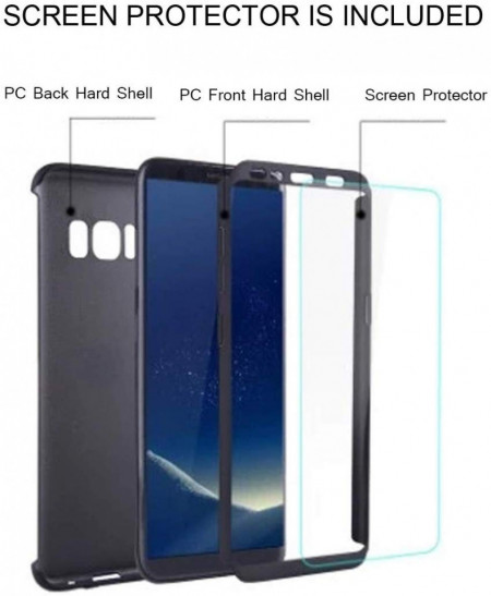Husa Samsung Galaxy S8 Plus, FullBody Elegance Luxury Black, acoperire completa 360 grade cu folie de protectie gratis - Img 4