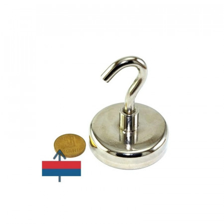 Magnet neodim oală D48 mm cârlig inelar - Magnet pentru pescuit 65kg - Img 5
