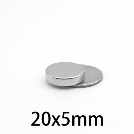 Magnet puternic neodim disc rotund 20mm x 5mm cu suprafata nichelata