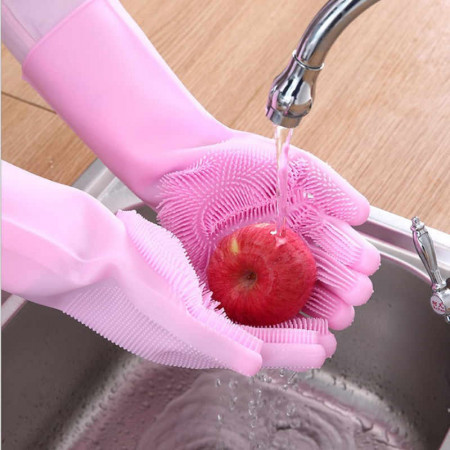 Manusi profesionale din silicon cu perii pentru spalat vasele si pentru protejarea mainilor, reutilizabile, MyStyle® Kitchen
