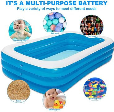 Piscina gonflabila pentru copii si adulti, PVC, 210x140x65 cm, albastru/alb