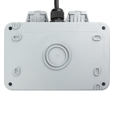 Priza dubla exterior, Model Standard European, 250V/16A, IP66, rezistenta la apa si praf, gri cu intrerupatoare individuale