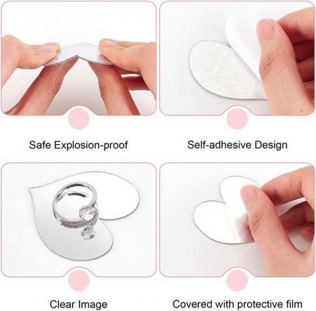 Set 100 Oglinzi Acrilice Autoadezive, Model INIMA , 4x4 cm, Silver - Ideale pentru decorarea peretilor