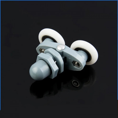 Set 4 role pentru cabina de dus, ABS/Aluminiu, 23 mm, Gri/Alb