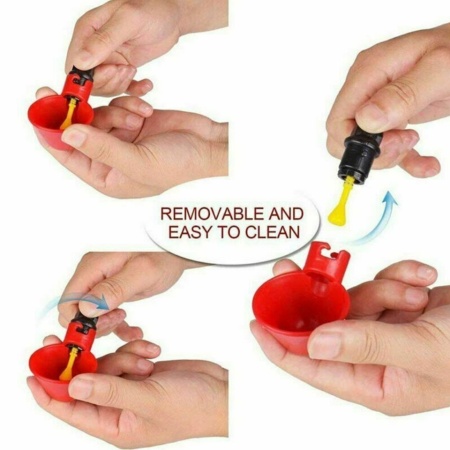 Set 5 dozatoare adapatoare de apa pentru pasari, Plastic, Automat, Rosu - Img 2