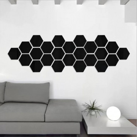 Set Oglinzi Acrilice Design Hexagon - Oglinzi Decorative XXL Size Black Luxury Home 12 bucati/set - Img 4