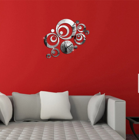 Set Oglinzi Design Modern Ceas Perete - Oglinzi Decorative Acrilice Cristal Ceas Perete - Diamant - Luxury Home 23 bucati/set