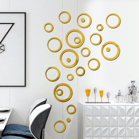 Set Oglinzi din PVC Design Modern - Oglinzi Decorative Acrilice Gold - Luxury Home 24 bucati/set - Img 4