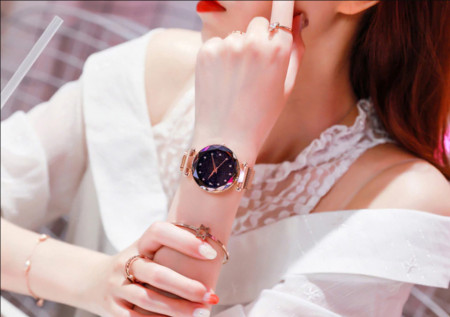 Ceas de dama Magnet Starry Sky Quartz Wristwatch Gold