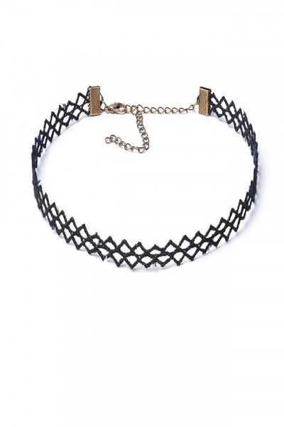 Choker Fashion Black Mesh - Colier elegant pentru gat - Black Delux