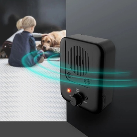 Dispozitiv anti-latrat pentru caini cu ultrasunete profesional, 3 niveluri de sensibilitate, de exterior si interior, pentru caini de talie mare, medie si mica, incarcare USB, Negru
