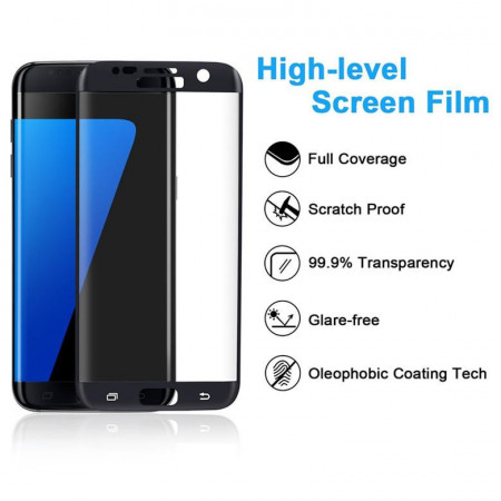 Folie de sticla Samsung Galaxy S7 Edge, Elegance Luxury margini curbate colorate Black - Img 4