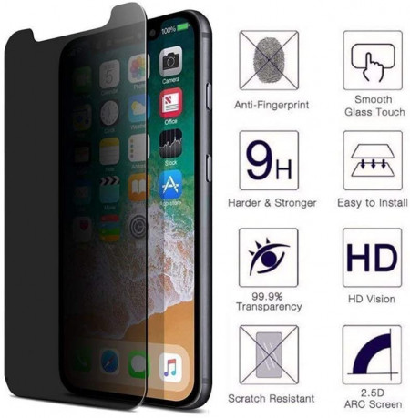 Husa Apple iPhone 11 Magnetica cu spate din sticla securizata si folie privacy pentru ecran, Perfect Fit