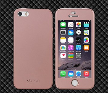Husa Apple iPhone 5/5S/SE, FullBody Rose-Gold, acoperire completa 360 grade cu folie de sticla gratis - Img 2