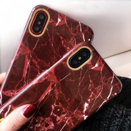 Husa Apple iPhone 6/6S, Elegance Luxury Marble Red TPU, husa cu insertii marmura rosie-aurie - Img 2