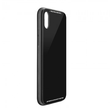 Husa Apple iPhone 7,Elegance Luxury Back Glass, husa cu sticla securizata pe spate de culoare neagra - Img 2