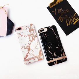 Husa Apple iPhone 7, Elegance Luxury Marble Red TPU, husa cu insertii marmura neagra-aurie - Img 5