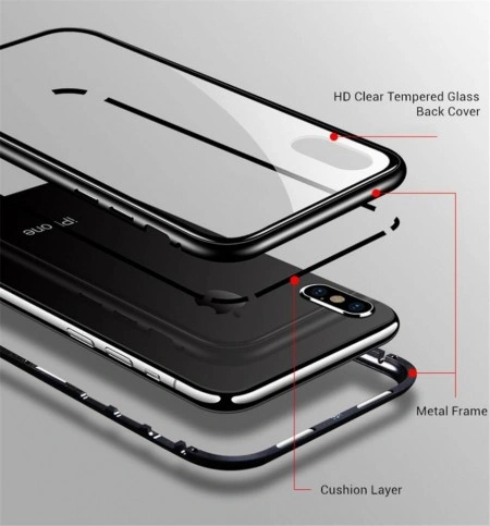 Husa Apple iPhone 8, Magnetica Argintiu, Perfect Fit cu spate de sticla securizata premium - Img 6