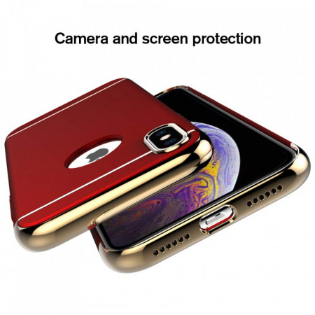 Husa Apple iPhone X, Elegance Luxury 3in1 Rosu - Img 3