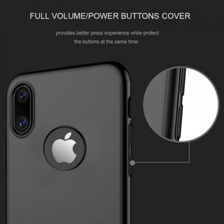 Husa Apple iPhone X, FullBody Elegance Luxury Negru, acoperire completa 360 grade cu folie de sticla gratis - Img 2