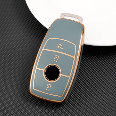 Husa de protectie premium pentru cheie auto, Elegance Luxury Cover Key, Gri, compatibila cu Mercedes Benz A C E S G Class W177 W205 W213 X167 W222 CLA GLE GLB GLS AMG Maybach - Img 4