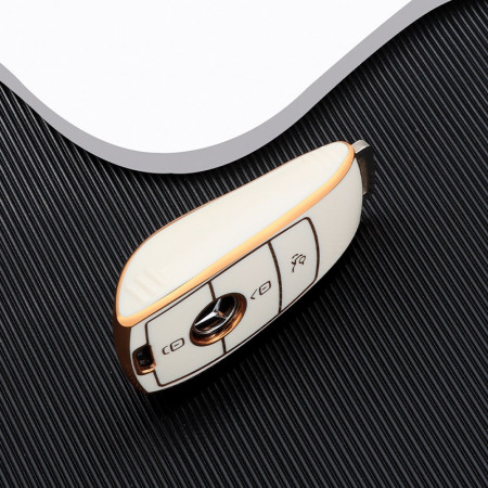 Husa de protectie premium pentru cheie auto Mercedes Benz, Elegance Luxury Cover Key, Alba - Img 4