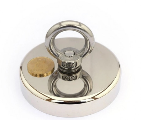 Magnet neodim oală D90 mm cârlig inelar Magnet fishing 320 Kg forta - Img 3
