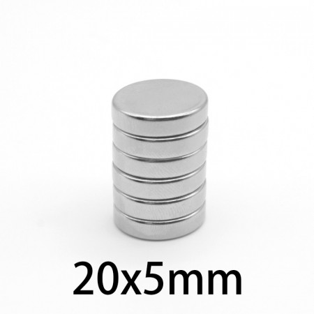 Magnet puternic neodim disc rotund 20mm x 5mm cu suprafata nichelata