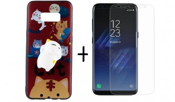 Pachet husa Elegance Luxury Squishy Red pentru Samsung Galaxy S8 cu folie de protectie gratis