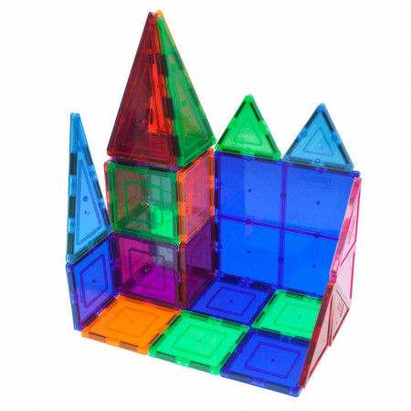 Joc interactiv - cuburi magnetice pentru constructii inteligente  Setul este format din 30 piese magnetice, colorate, cu un design inovator si materiale de inalta calitate, care va stimula creativitatea copiilor. Setul contine 12 piese triunghiulare si 18