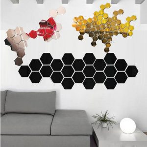 Set Oglinzi Acrilice Design Hexagon - Oglinzi Decorative M Size Black Luxury Home 12 bucati/set - Img 7