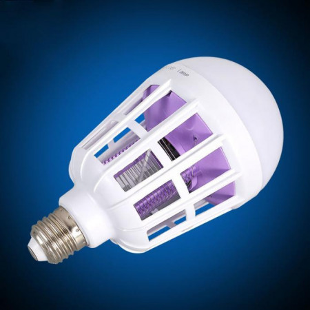 Bec LED Anti Insecte cu lumina alba naturala puternica 15W - Bec 2in1 Cu Lampa UV Impotriva Insectelor
