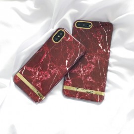 Husa Apple iPhone 6/6S, Elegance Luxury Marble Red TPU, husa cu insertii marmura rosie-aurie - Img 3