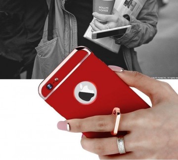 Husa Apple iPhone 7, Elegance Luxury 3in1 Ring Red - Img 2