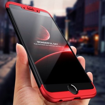 Husa Apple iPhone 8 Plus, FullBody 360° 3in1 Negru-Rosu
