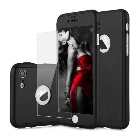 Husa Apple iPhone 8 Plus, FullBody Elegance Luxury Negru, acoperire completa 360 grade cu folie de sticla gratis - Img 2