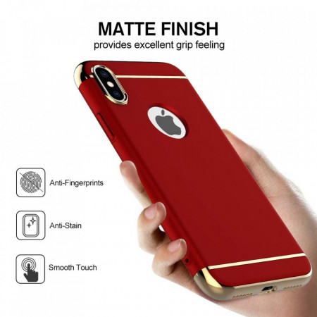 Husa Apple iPhone X, Elegance Luxury 3in1 Rosu - Img 4