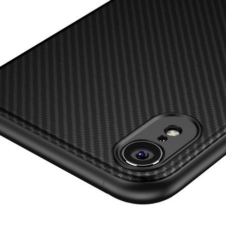 Husa pentru Apple iPhone XR, Perfect Fit, cu insertii de carbon, negru - Img 2
